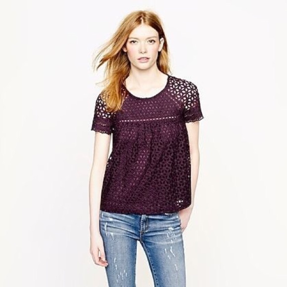 {J. Crew} Eyelet Top